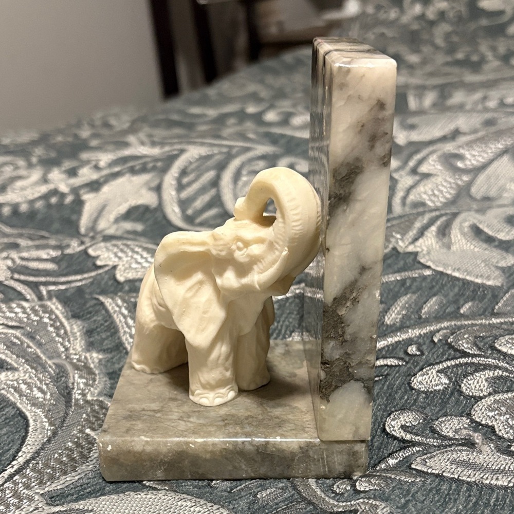 Vintage Genuine Alabaster Bookend Handcarved in Italy